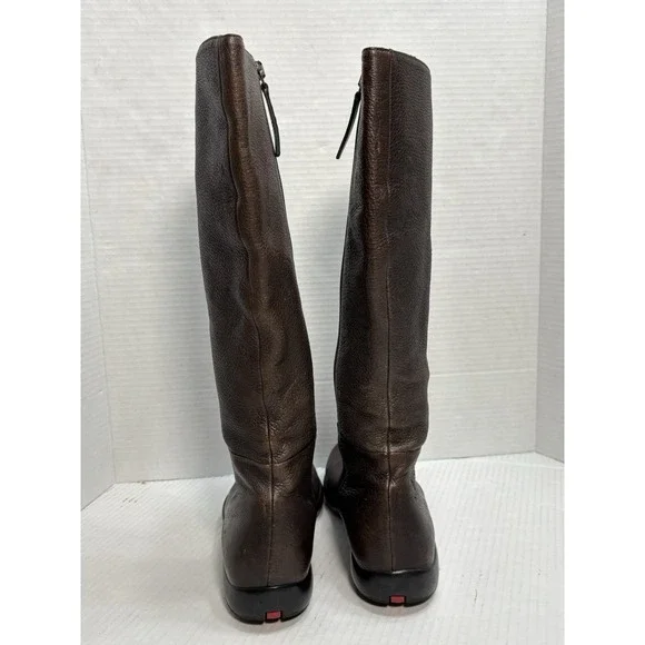 Prada Sport Linea Rossa Brown Leather Knee High Boots Womens 38 Made In Italy - Picture 8 of 14